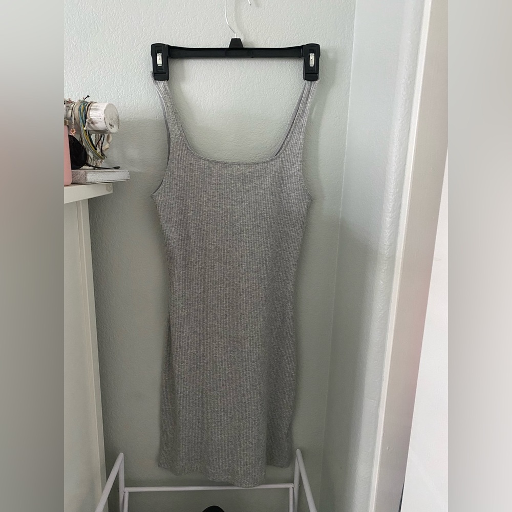 H&M Grey ribbed bodycon dress